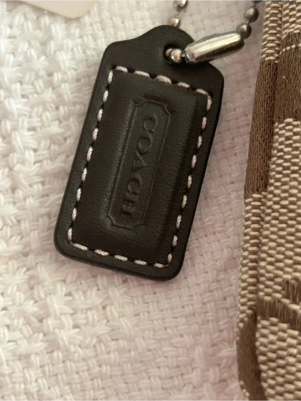 Coach Brown/Tan Signature Canvas Wristlet with Leather Strap